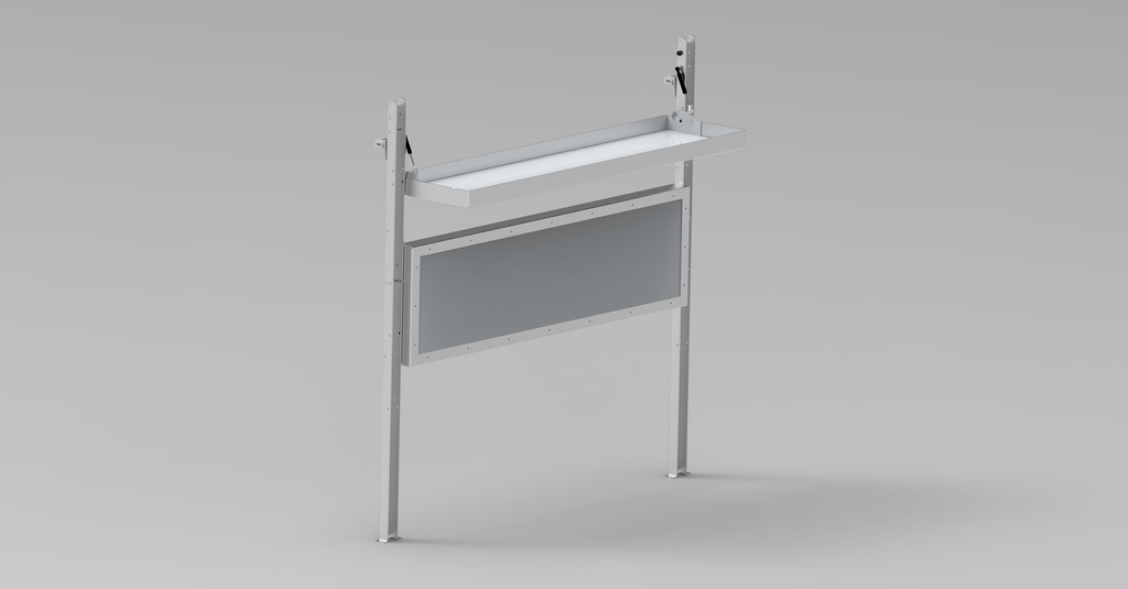 ALUREK 1500. 2 staanders 2 schappen. Inbouwmaat (lxdxh): 1620x465x1710mm incl. montage