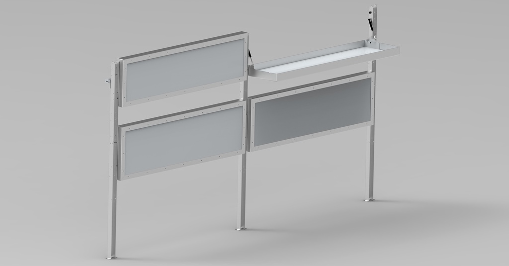 ALUREK 3000. 3 staanders 4 schappen. Inbouwmaat (lxdxh): 3180x465x1710mm incl. montage