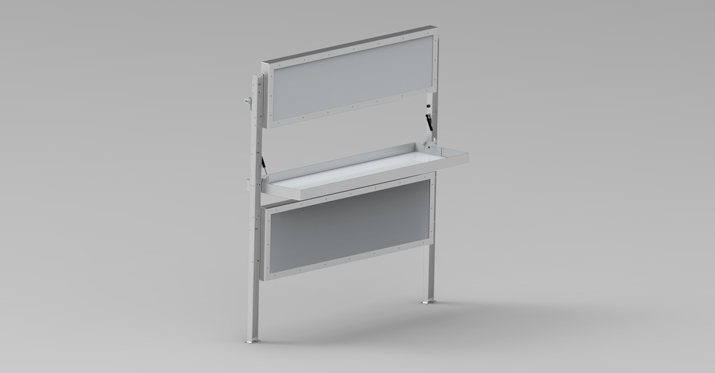 ALUREK 1250. 2 staanders 3 schappen. Inbouwmaat (lxdxh): 1370x465x1710mm incl. montage