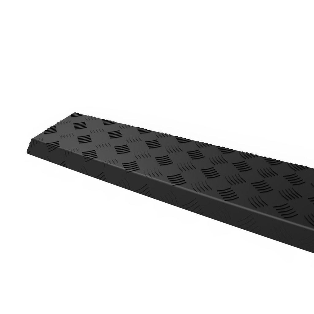 Bumperplaat aluminium zwart geanodiseerd met traanplaatmotief (incl. montage).                     