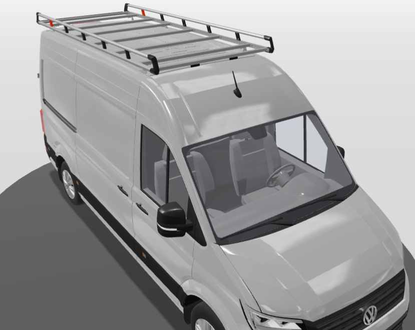 Imperiaal O19 Aluminium blank geanodiseerd imperiaal tbv. Crafter '17-/MAN TGE L3H3 zonder Roof Rails incl. opsteekrol en montage