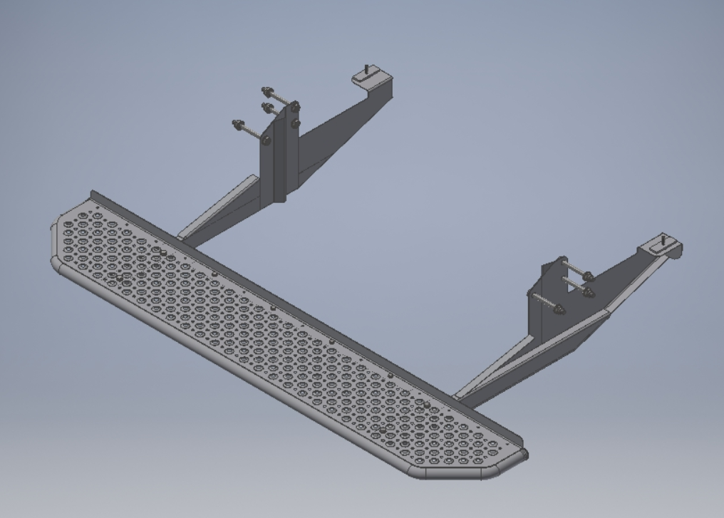 RVS Opstap, L3/L4/L5 FWD, bumperbreed, t.b.v. auto zonder trekhaak en zonder PDC