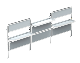 ALUREK 3500. 4 staanders 9 schappen. Inbouwmaat (lxdxh): 3740x465x1710mm incl. montage